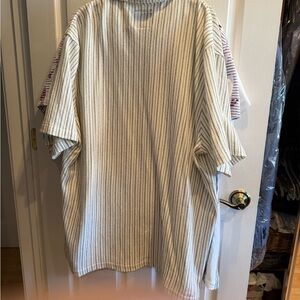 Men's Casual Striped Shirt in Cream and Gray